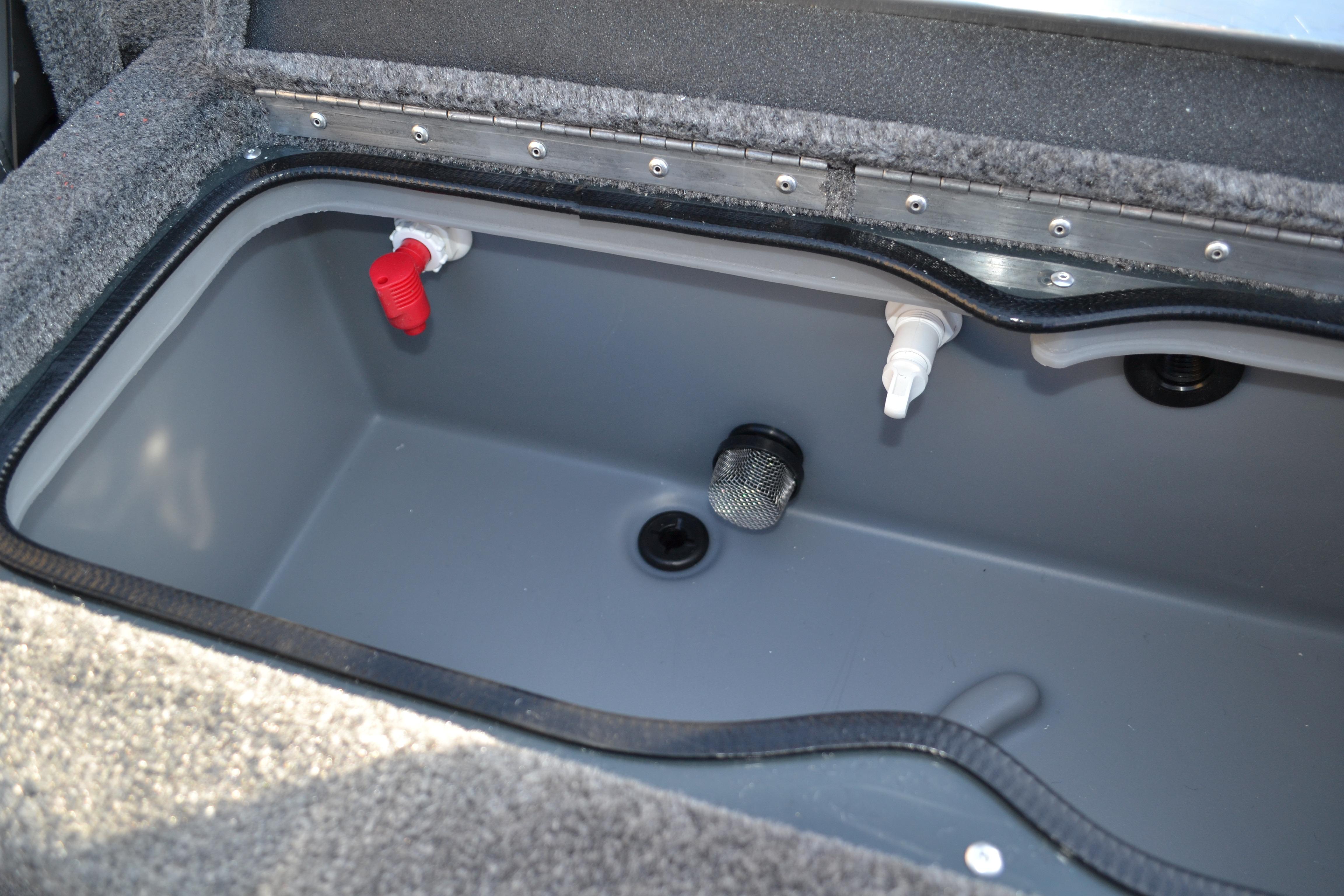 2026 Ranger VS1882SC Reata boat livewell interior with plumbing fixtures.