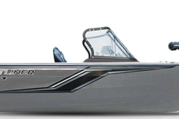2026 Crestliner 1650 Hawk WT boat, side view, sleek design, gray exterior.
