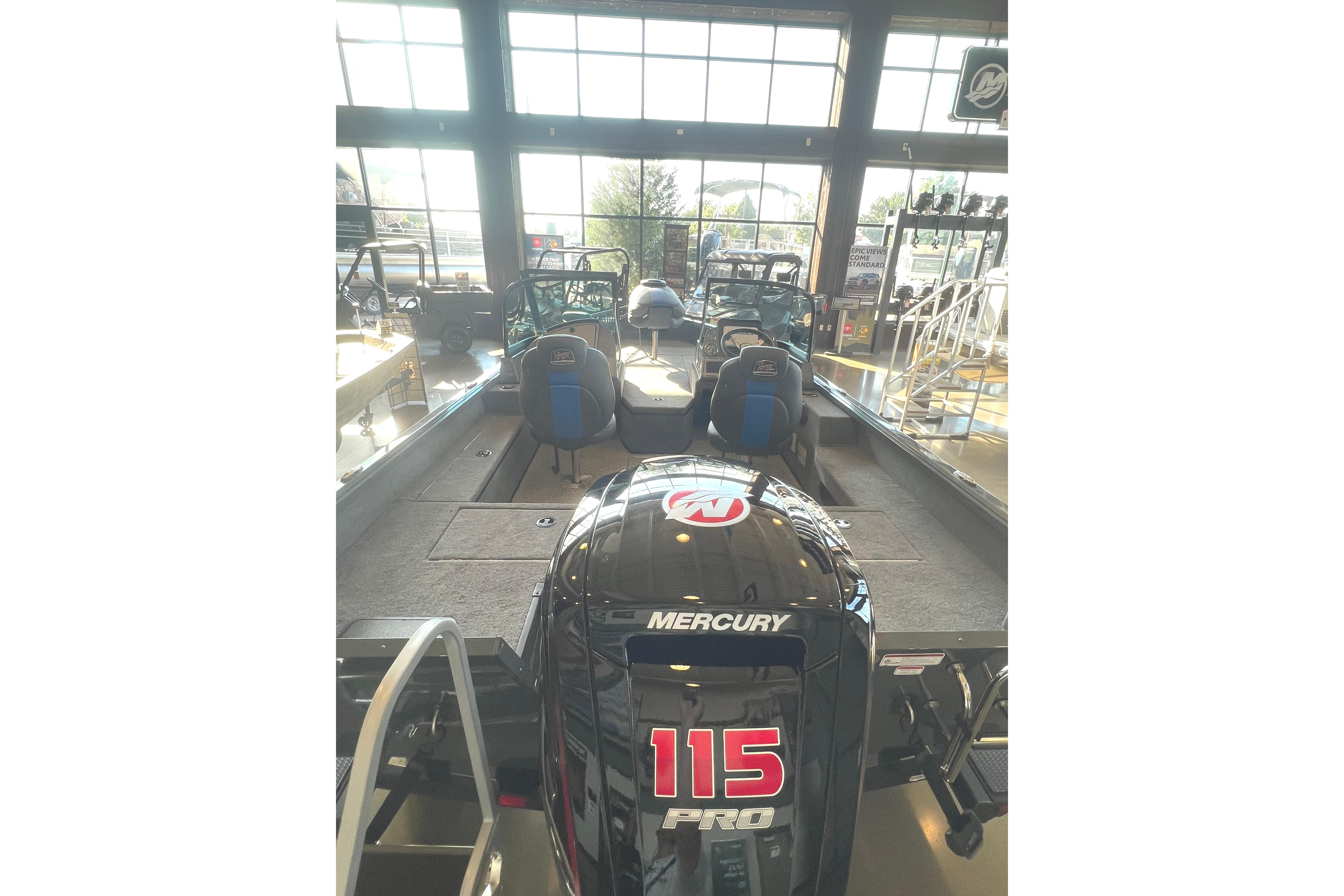 2024 Ranger VS1682SC Angler boat with Mercury 115 Pro motor in showroom.