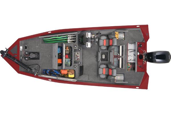 Manufacturer Provided Image: 2025 Tracker Pro Team 195 Tournament Edition boat, top view, showcasing seating and storage layout.