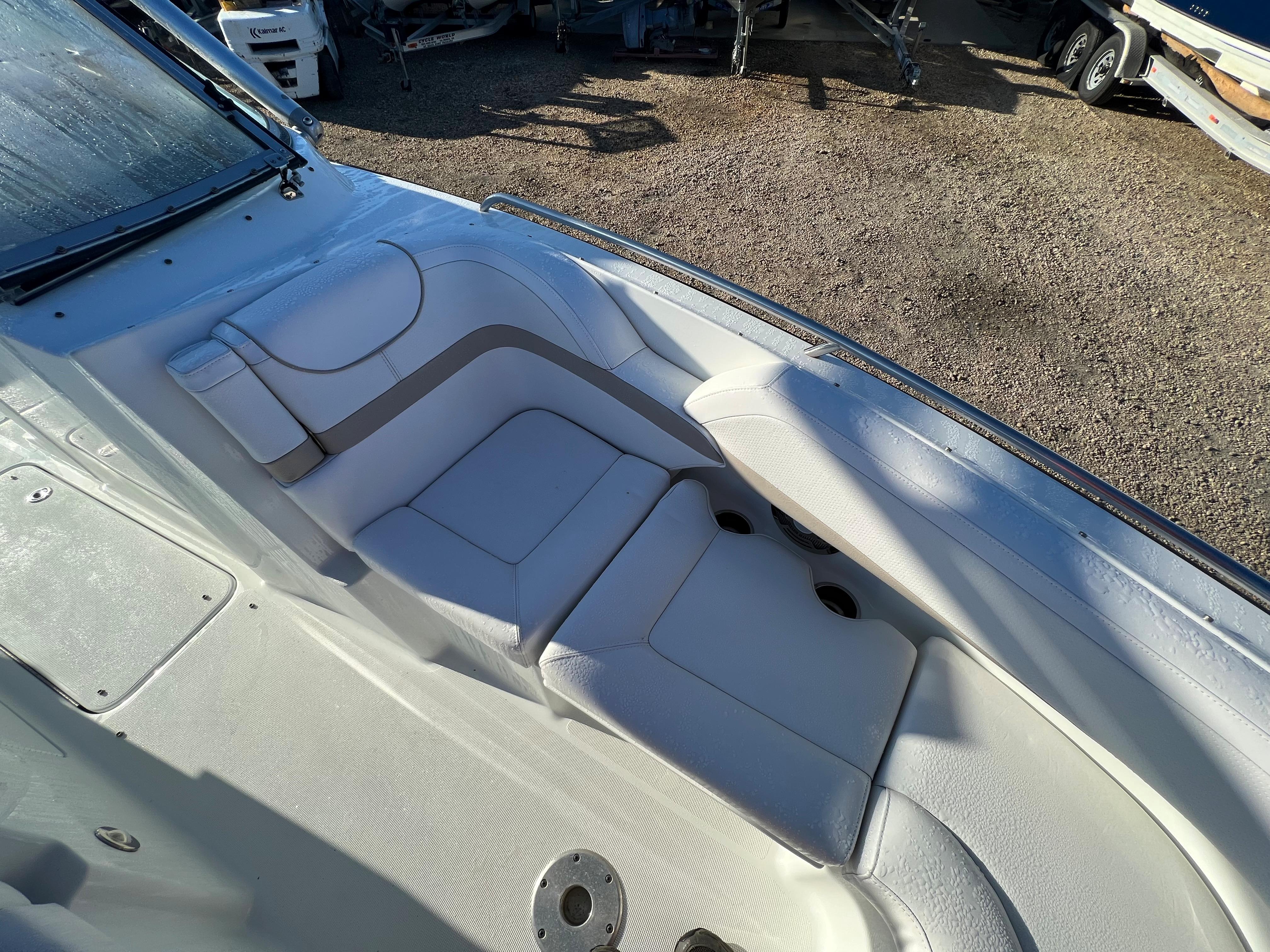 2013 Formula 270 Bowrider boat interior with white seating.