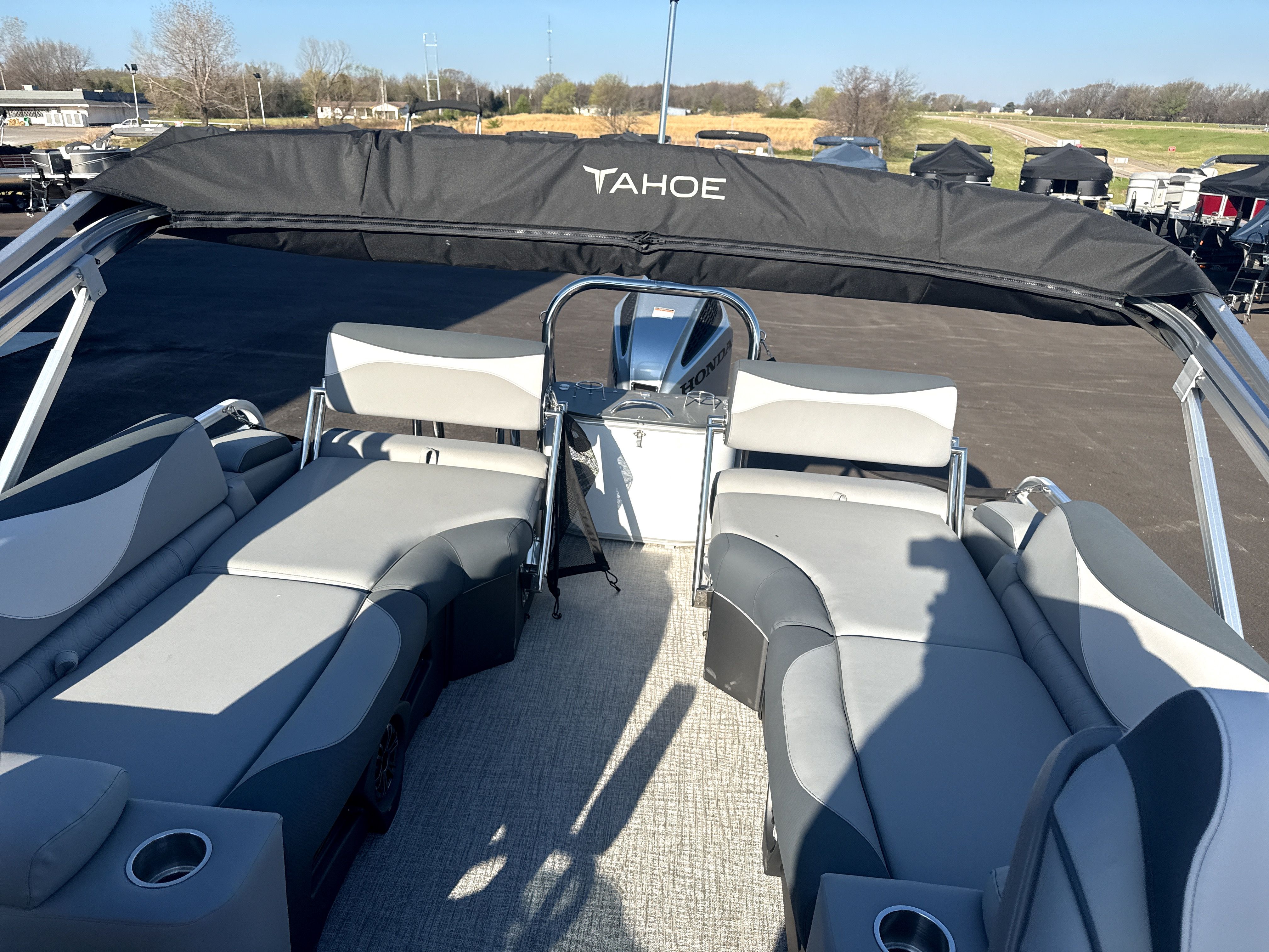 Interior view of 2026 Tahoe LTZ Quad Lounge Shift boat.