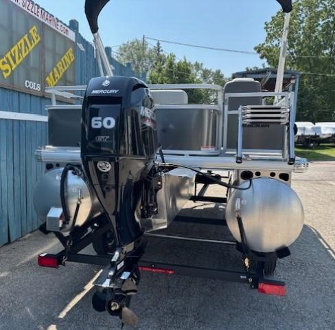2026 Sun Tracker Bass Buggy 18 DLX pontoon boat with Mercury 60 HP outboard motor.