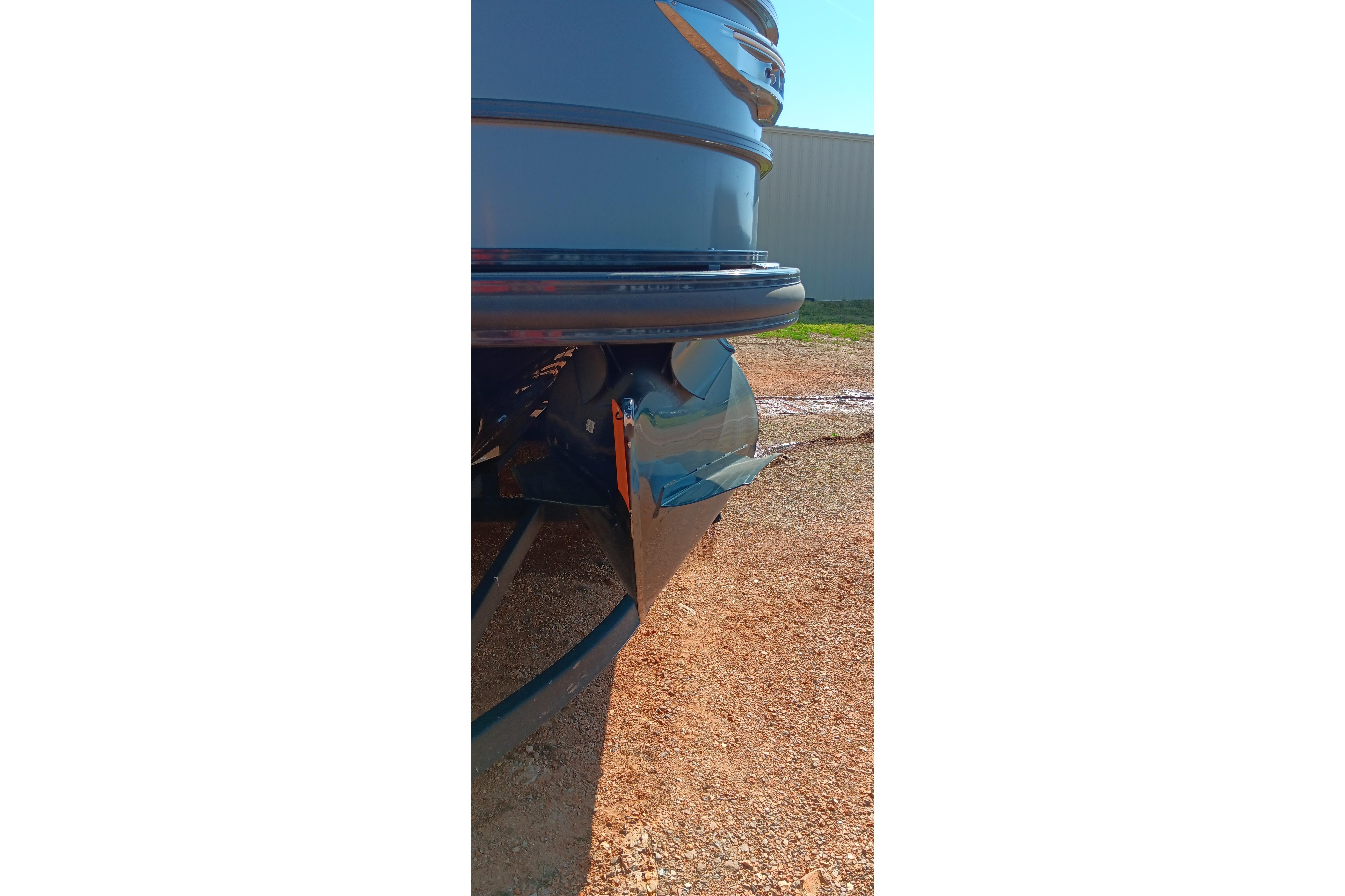 2023 Ranger 2500LS boat hull detail on gravel surface.