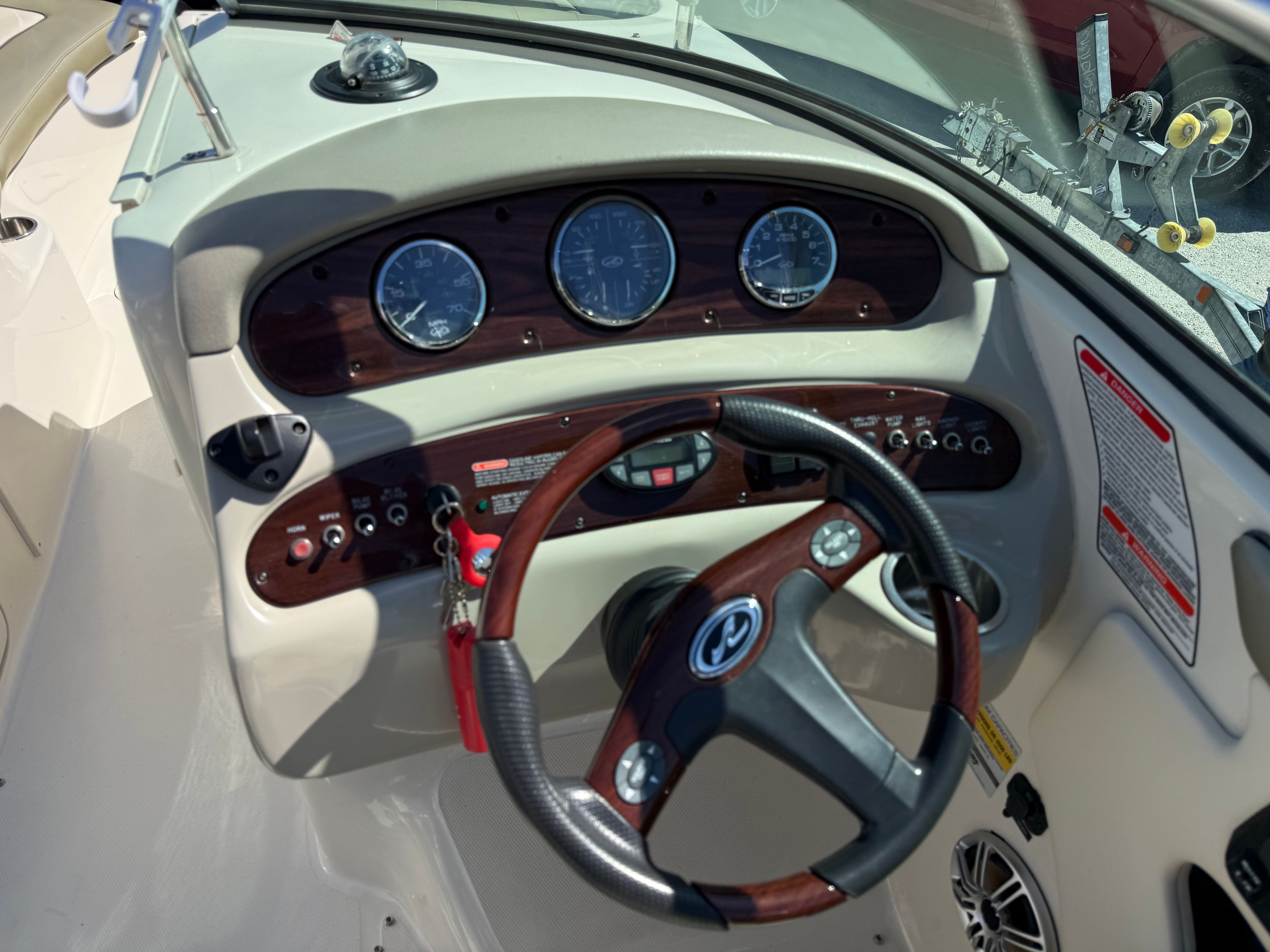 Dashboard of a 2005 Sea Ray 240 Sundeck boat.