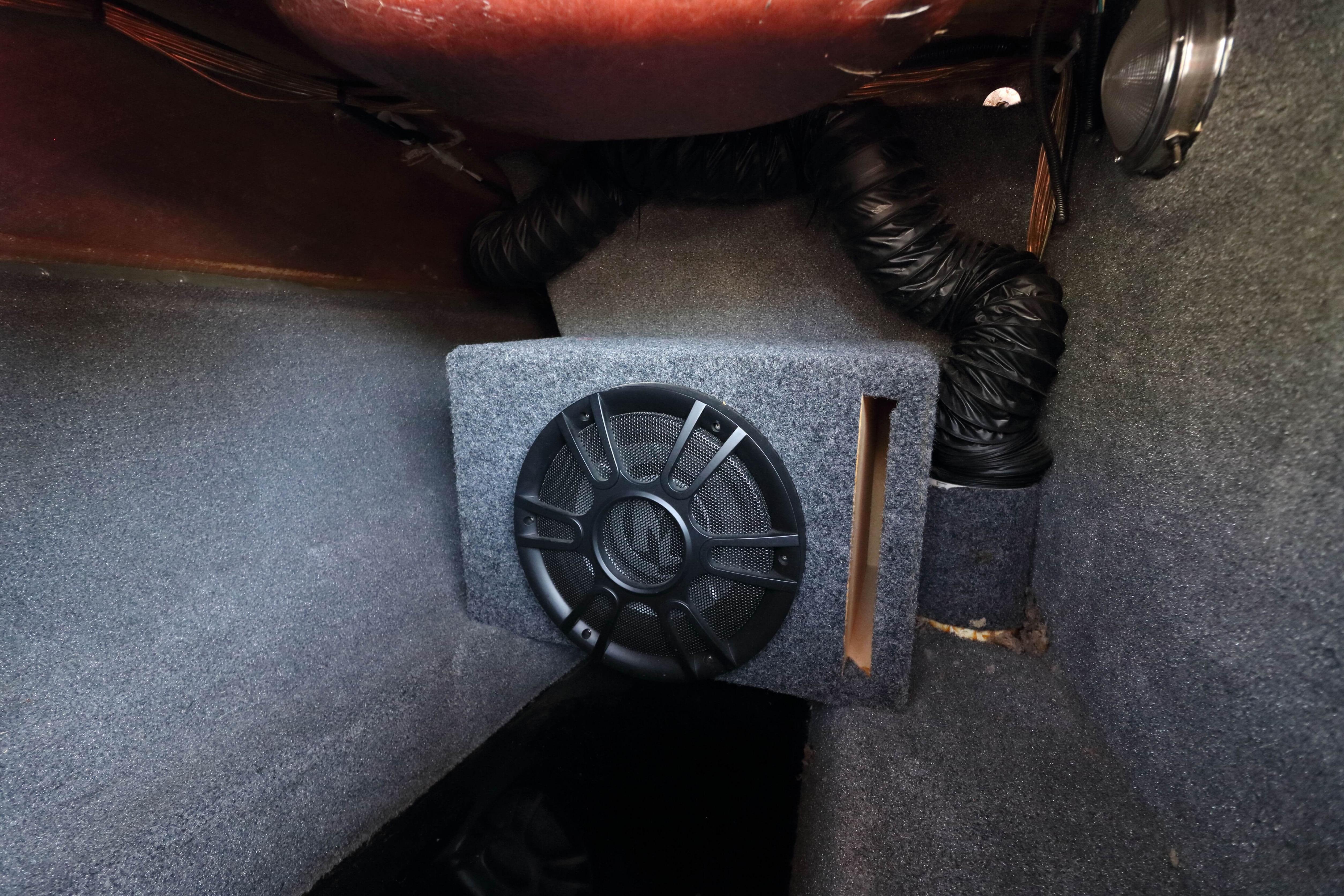 2018 Sanger 212 SL interior with subwoofer and ventilation system.