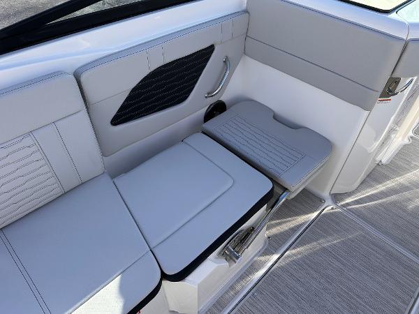 2025 Sea Ray SPX 230 OB interior seating with modern design and comfortable upholstery.