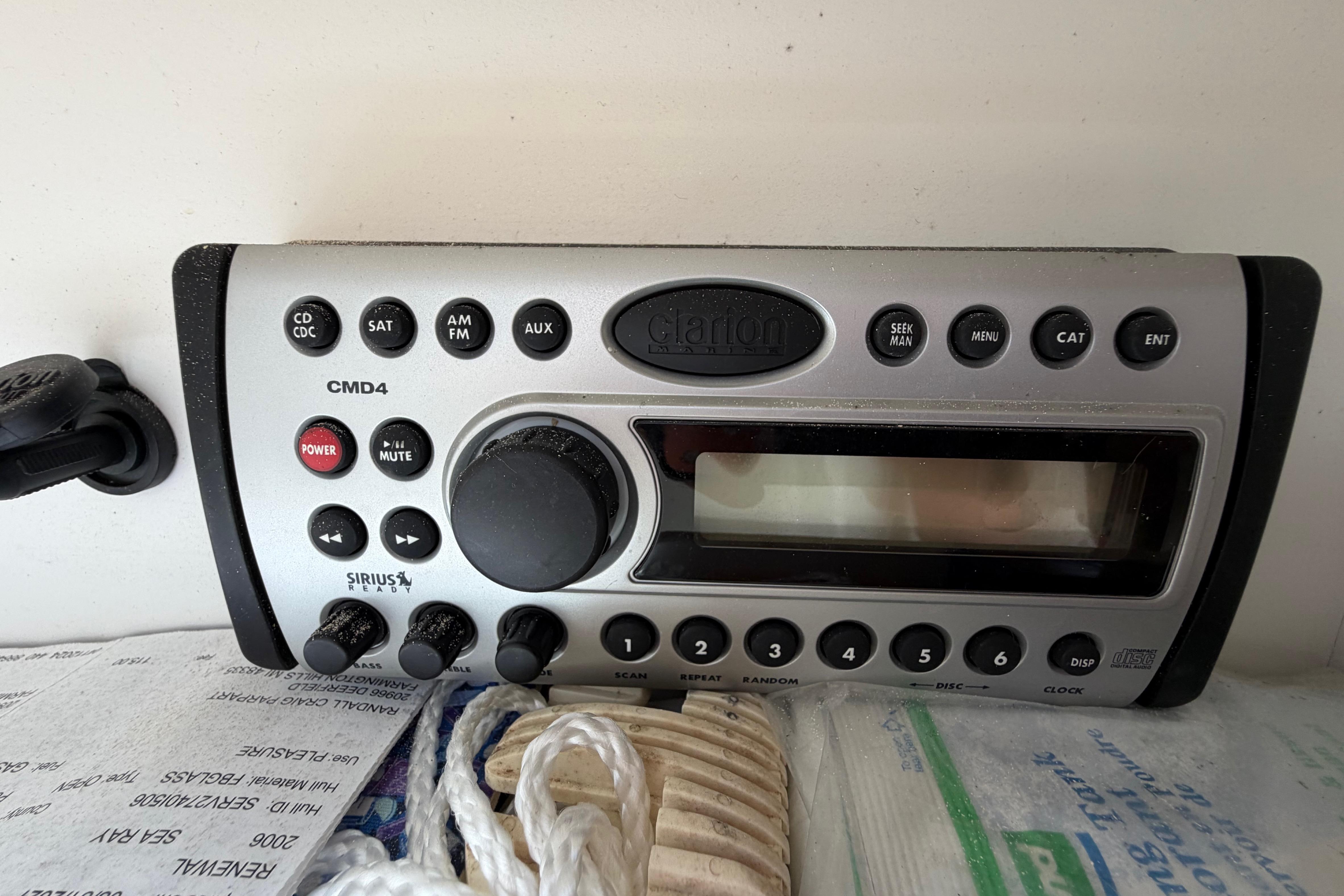 Clarion CMD4 stereo system on a 2004 Sea Ray 240 Sundeck boat.