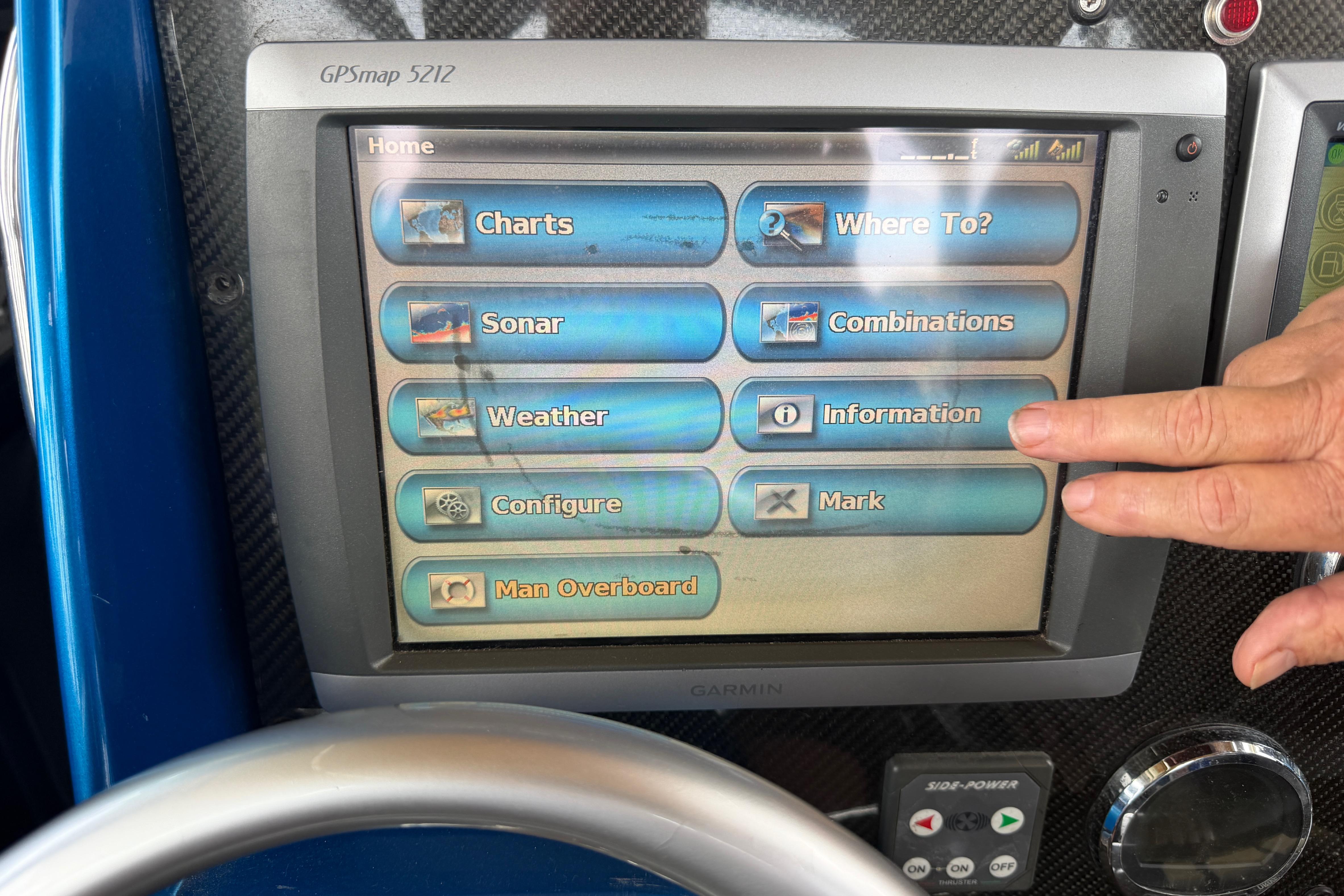 Touchscreen GPS interface on a 2013 Nor-Tech 477 SPX Vee Bottom boat.