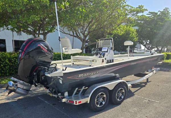 2024 Ranger RB200 boat on trailer, parked outdoors.