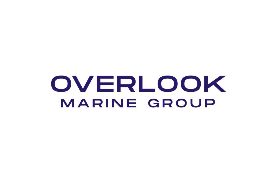 Overlook Marine Group logo, featuring bold blue text on a white background.