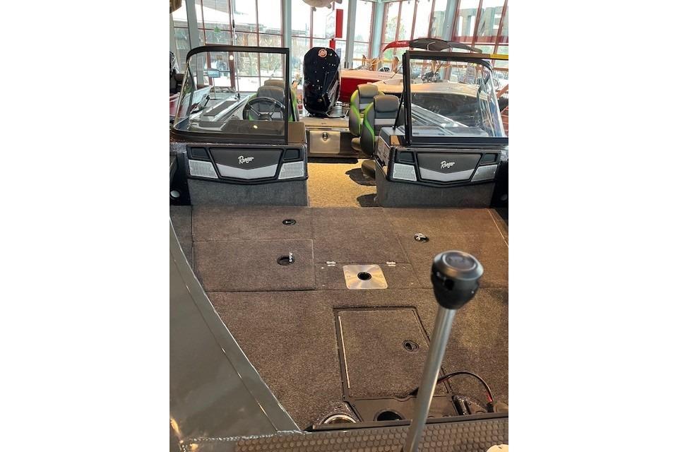 2026 Ranger VX1888 WT boat interior with dual consoles and spacious deck.