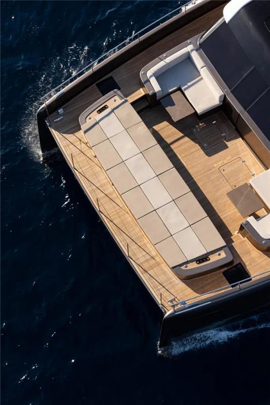 2026 Sunreef 80 Sunreef Power yacht, aerial view of deck and seating area.