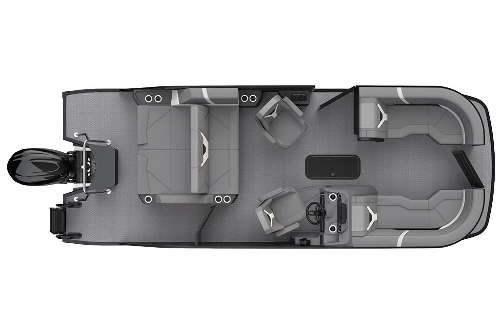 Manufacturer Provided Image: Top view of 2026 Evotti 521CS pontoon boat with gray seating and modern design.