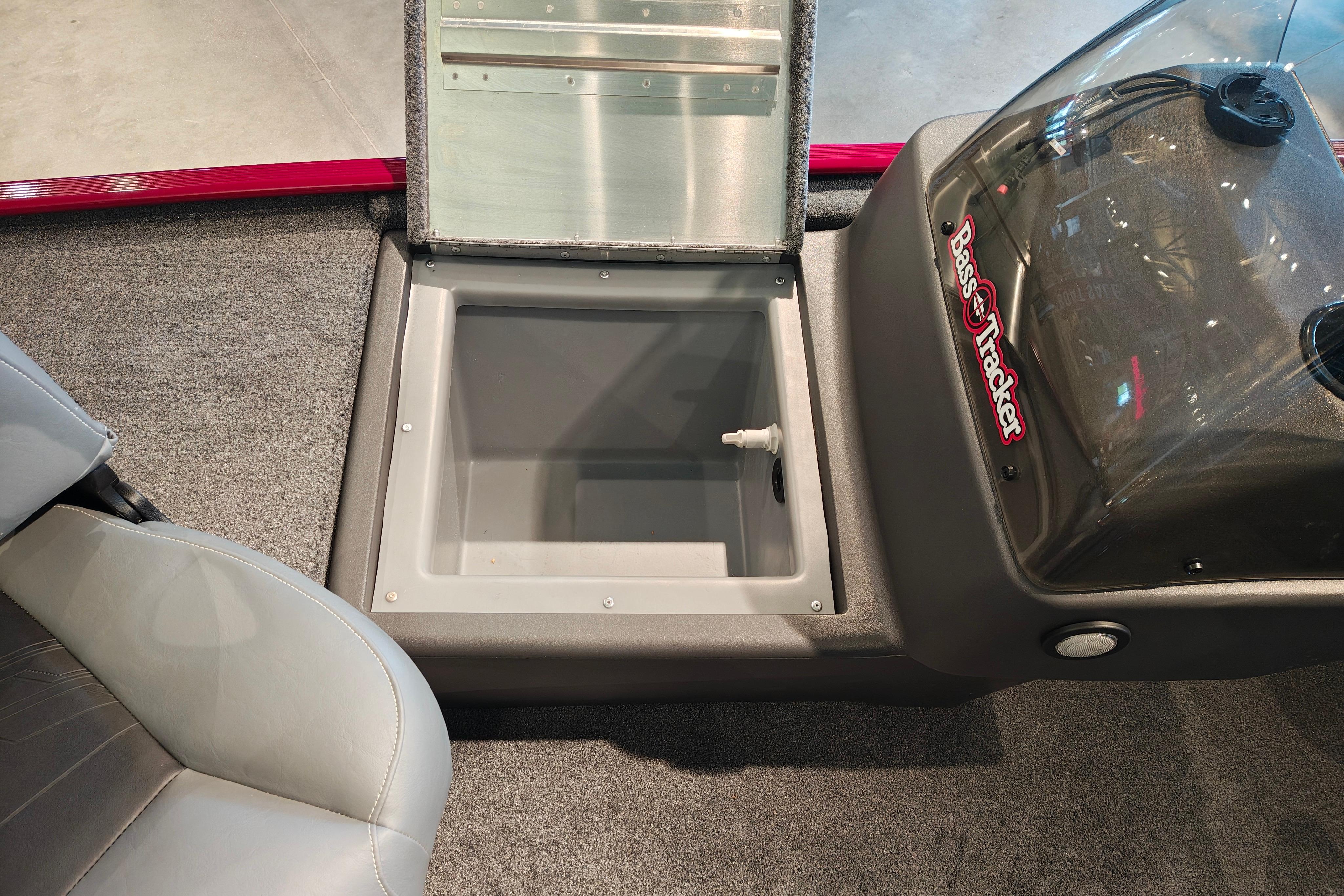 2026 Tracker Bass Tracker Classic XL boat interior with open storage compartment.