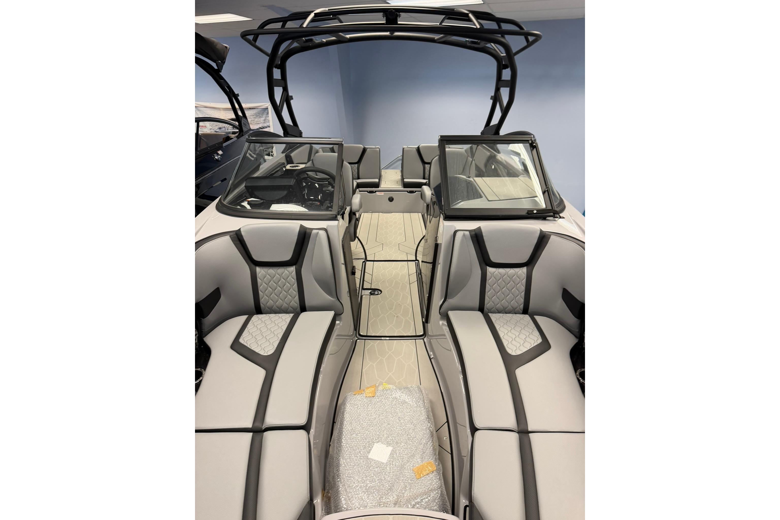 2026 Yamaha Boats 255XD interior with sleek seating and modern design.