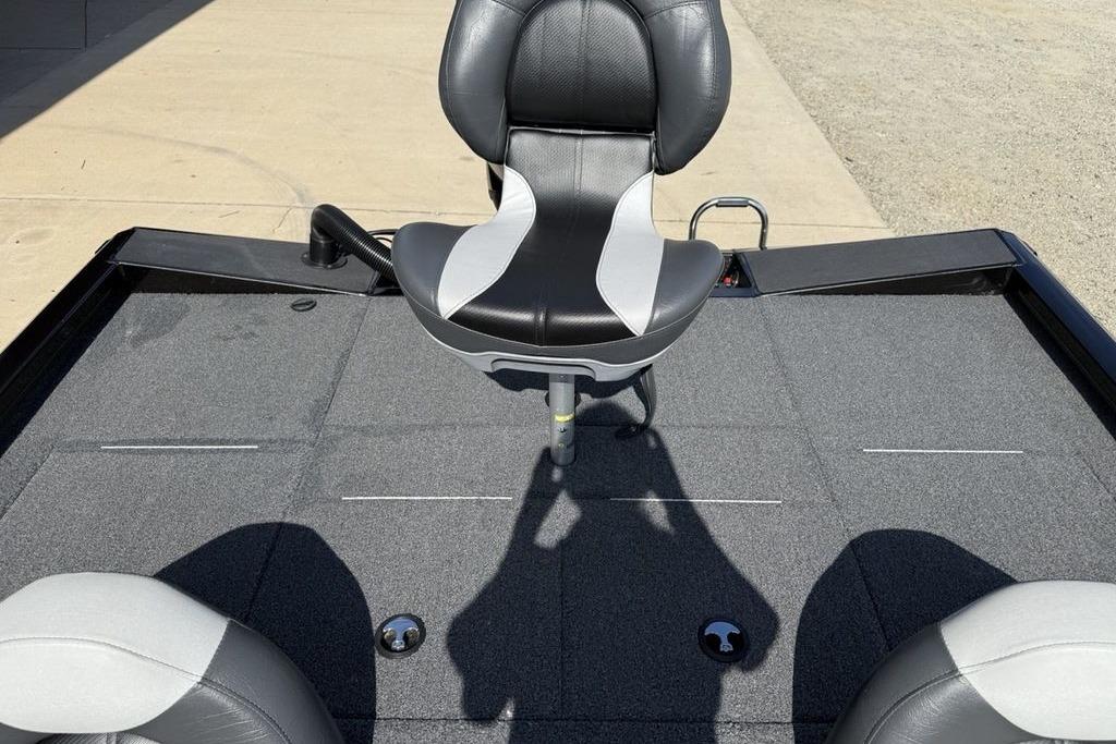 2023 Vexus AVX189 boat interior with gray and black seating.