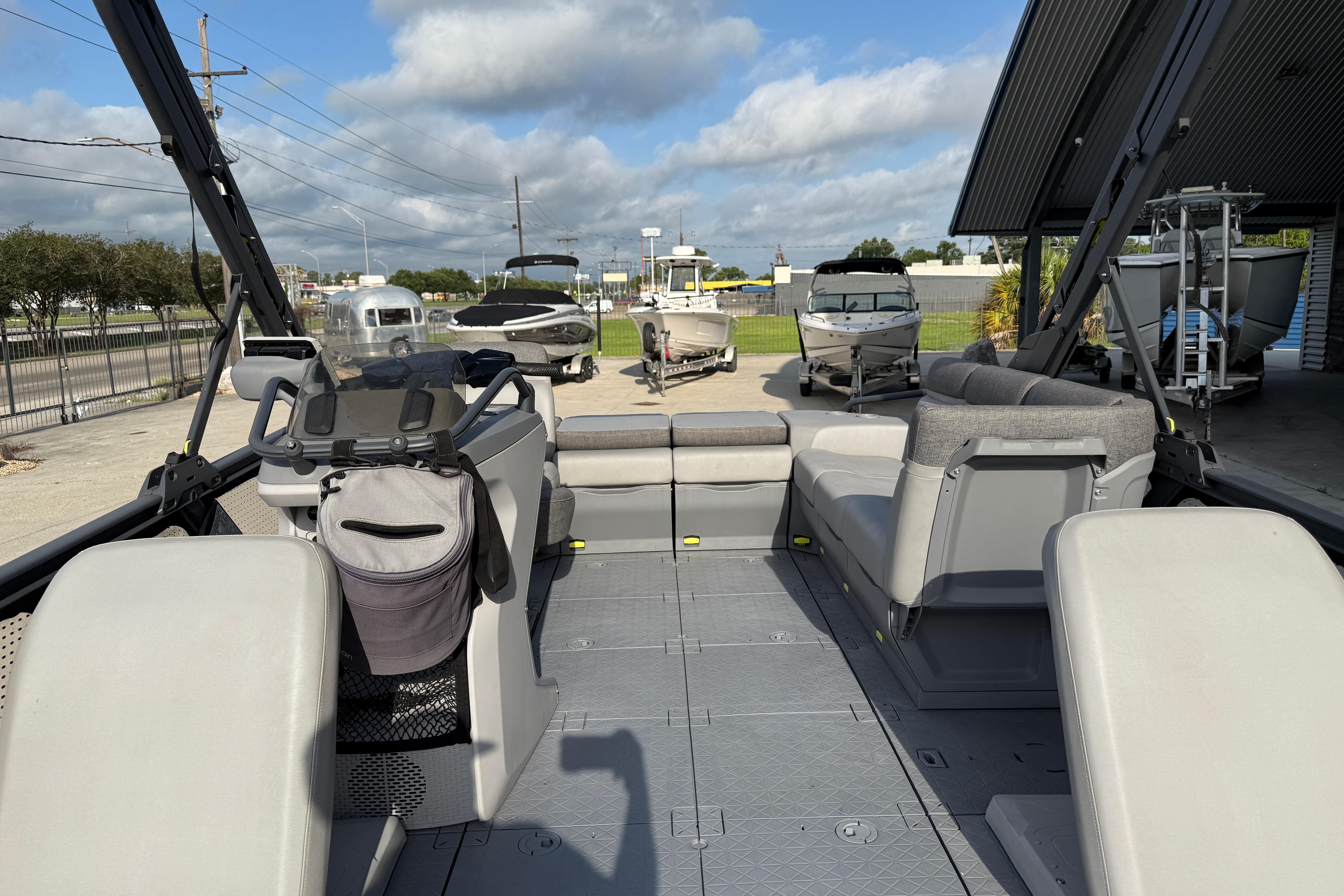 2023 Sea-Doo Switch Sport 18 interior with spacious seating and modern design.