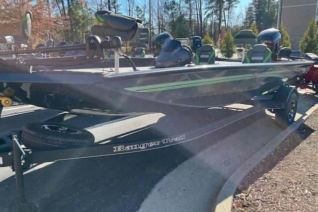 2026 Ranger RT198P fishing boat on trailer in outdoor setting.
