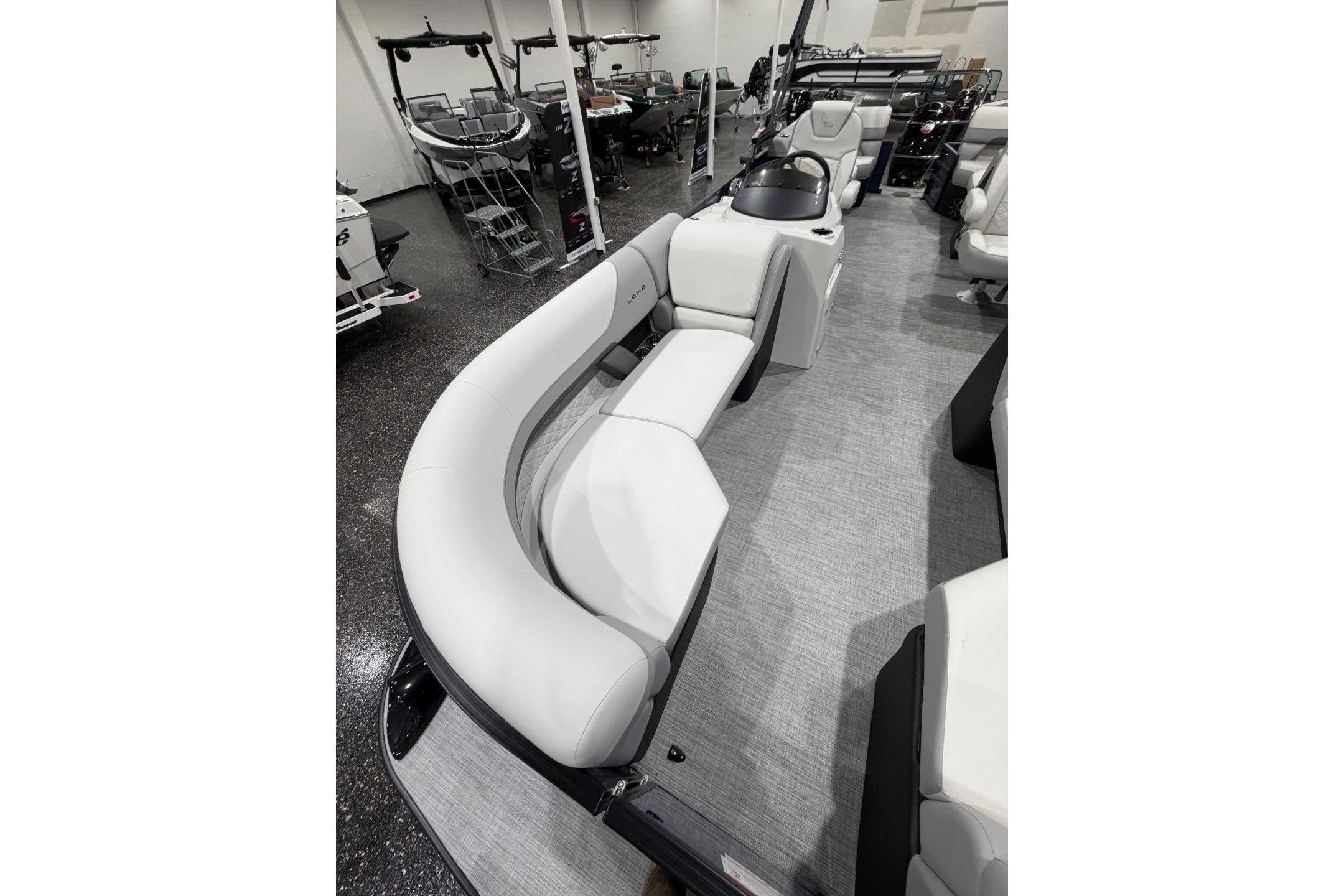 2026 Lowe SS 230 WT boat interior with sleek, modern seating and spacious layout.