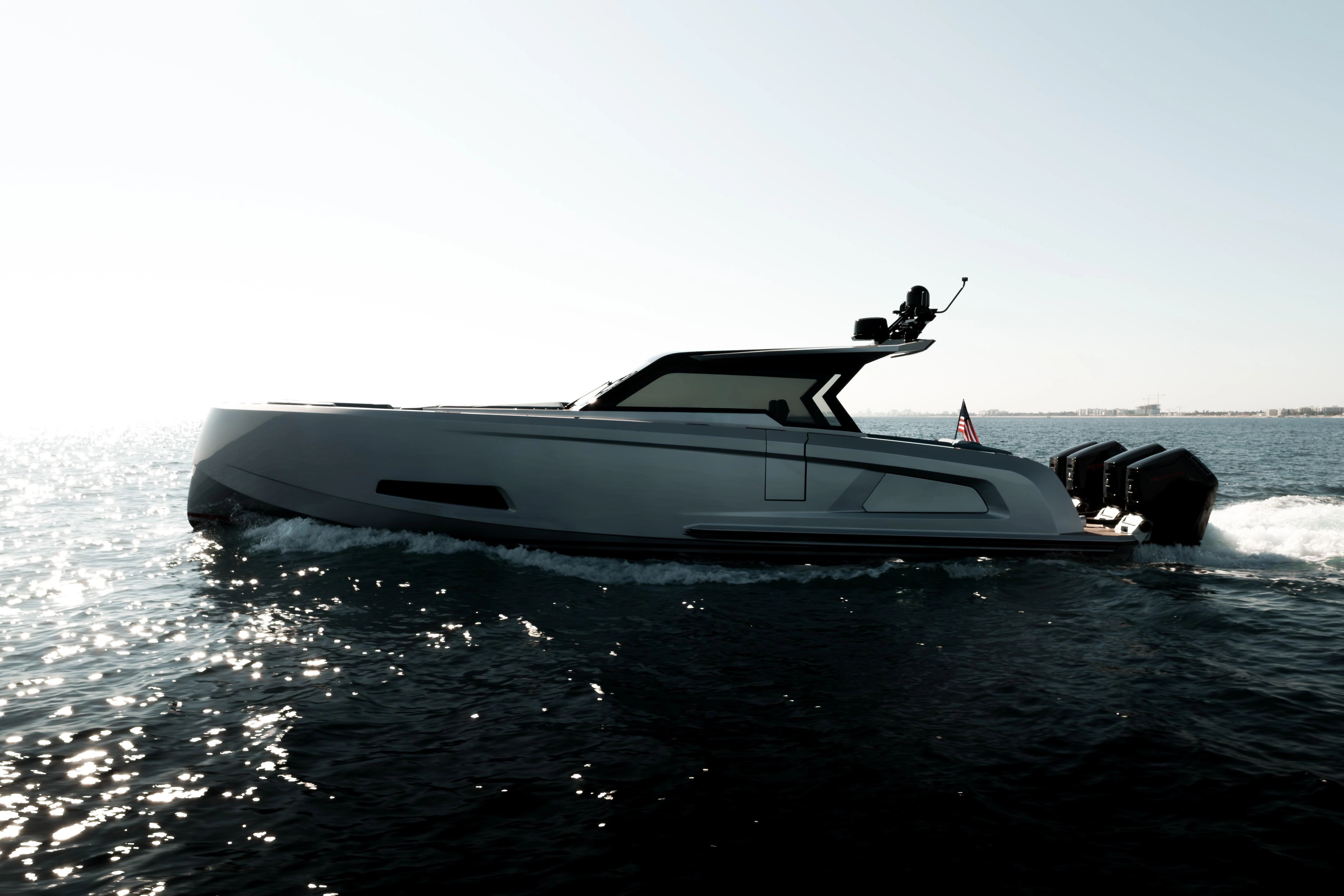Vanquish Yachts VQ45 Veloce Hardtop 2023 cruising on the sea.
