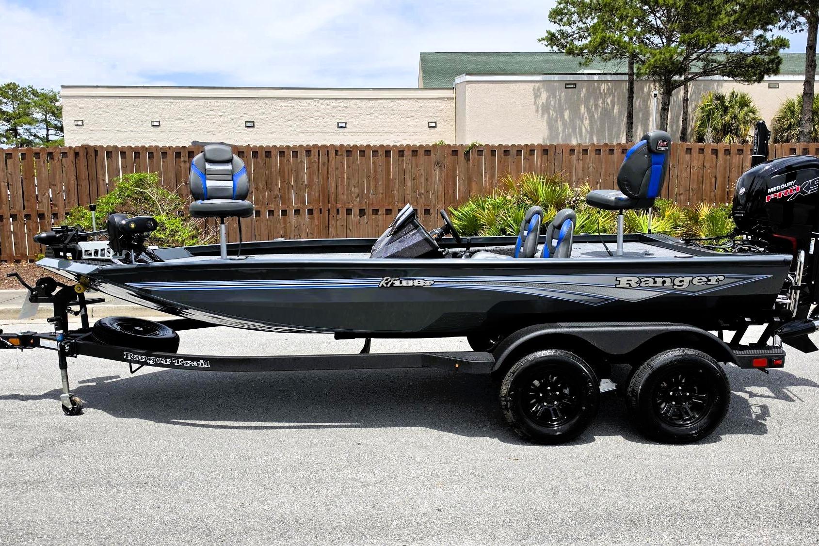 2026 Ranger RT188P fishing boat on trailer, parked outdoors.