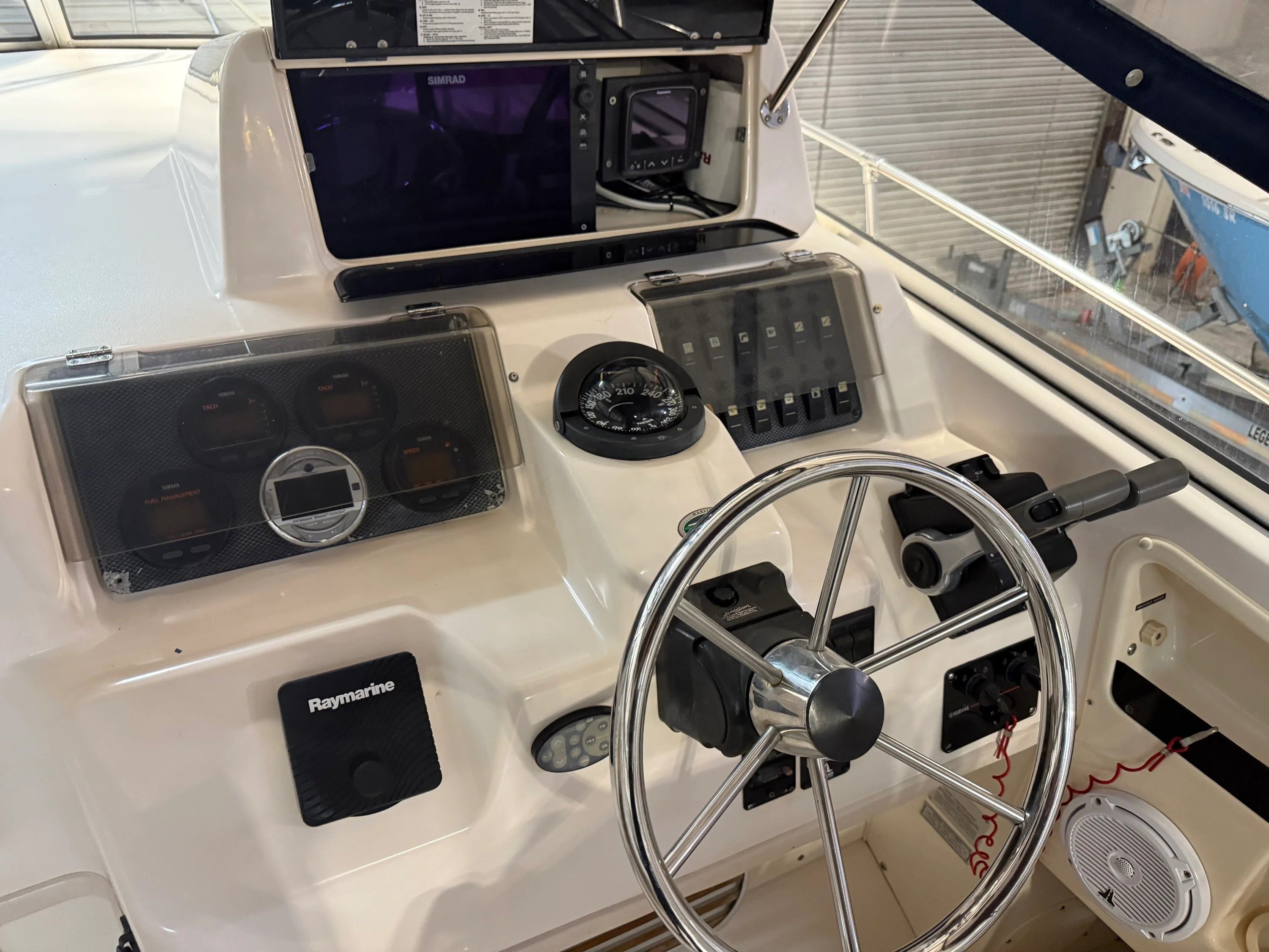 Helm console of 2002 Grady-White Marlin 300 boat.
