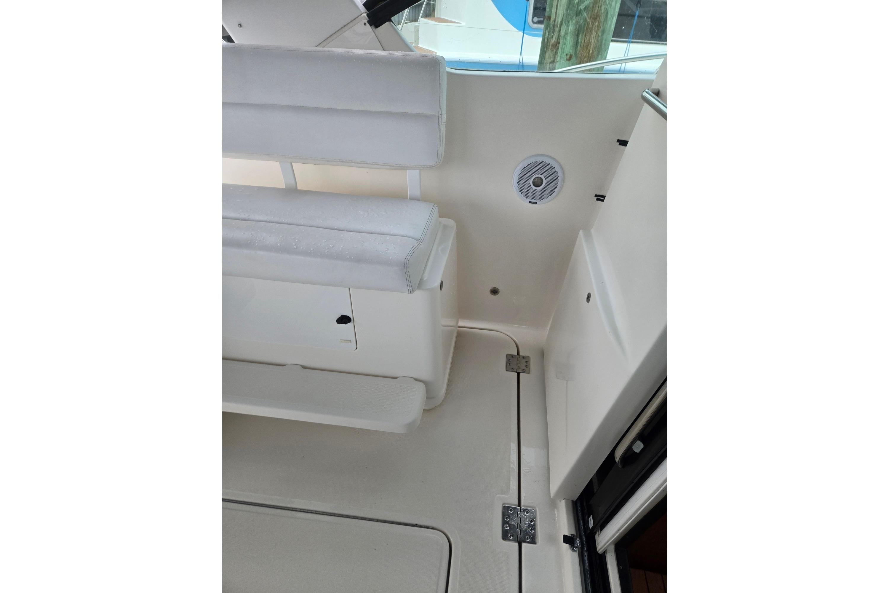 Interior seating area of 2002 Tiara Yachts 3500 Open boat.