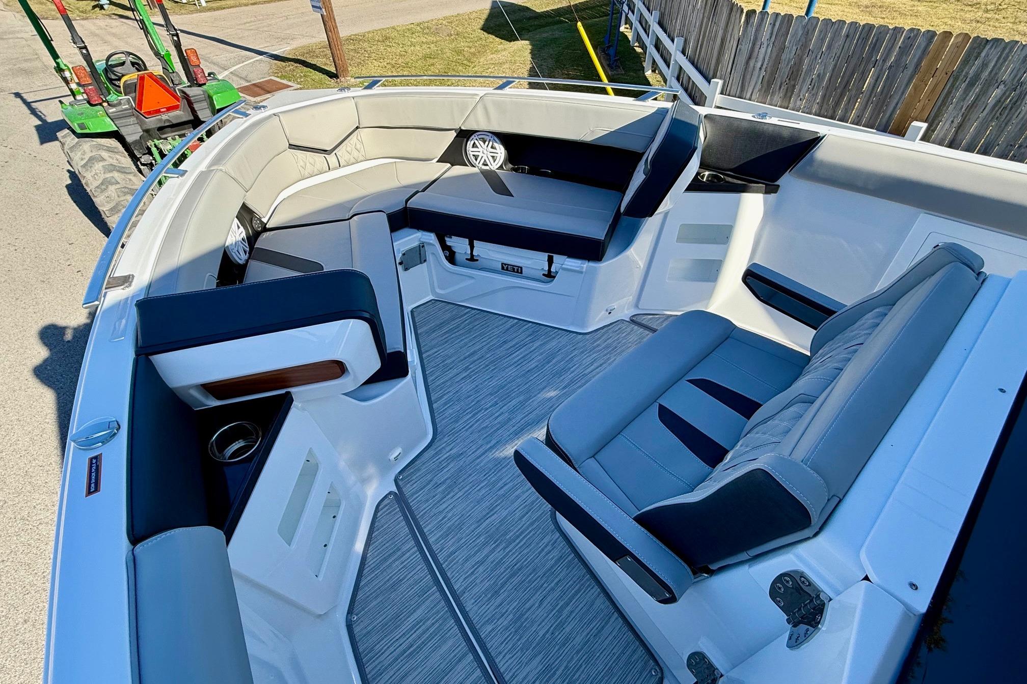 Interior of 2026 Monterey Elite 30 OB with luxurious seating.