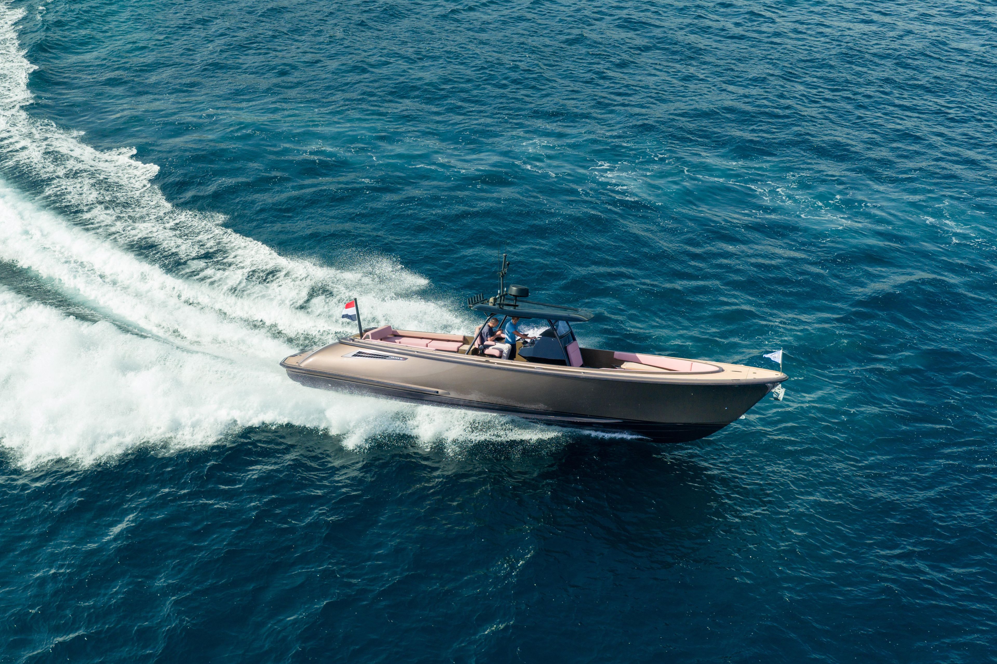 Wajer 38s 2020 luxury yacht cruising on open blue sea.