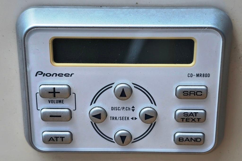 Pioneer CD-MR80D stereo control panel on 2007 Sea Ray 205 Sport boat.