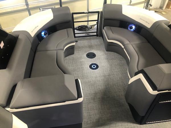 Interior of 2023 South Bay 525 RS 3.0 Arch with gray seating.