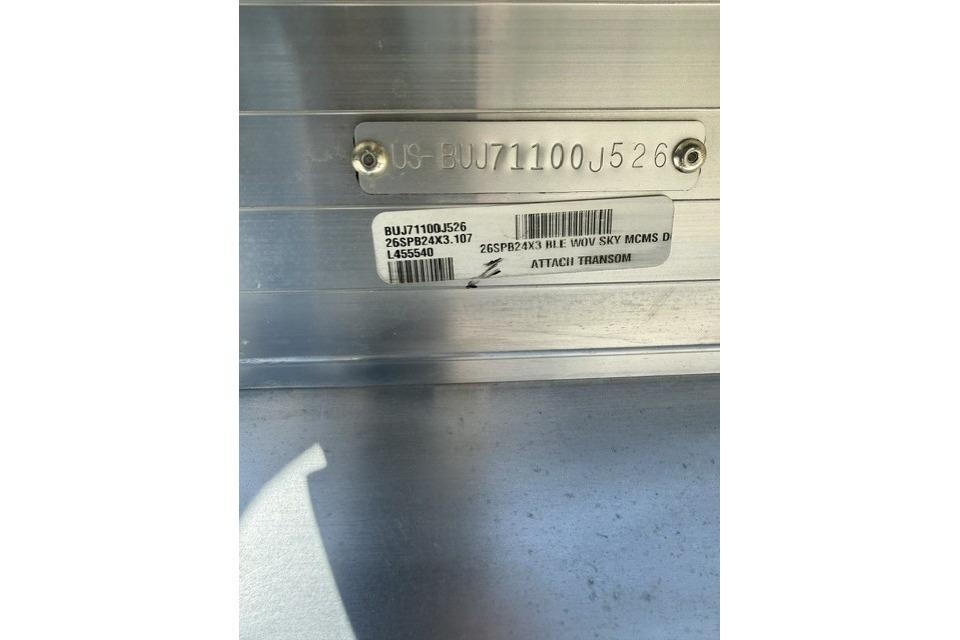 Hull identification number on a 2026 Sun Tracker Party Barge 24 XP3.