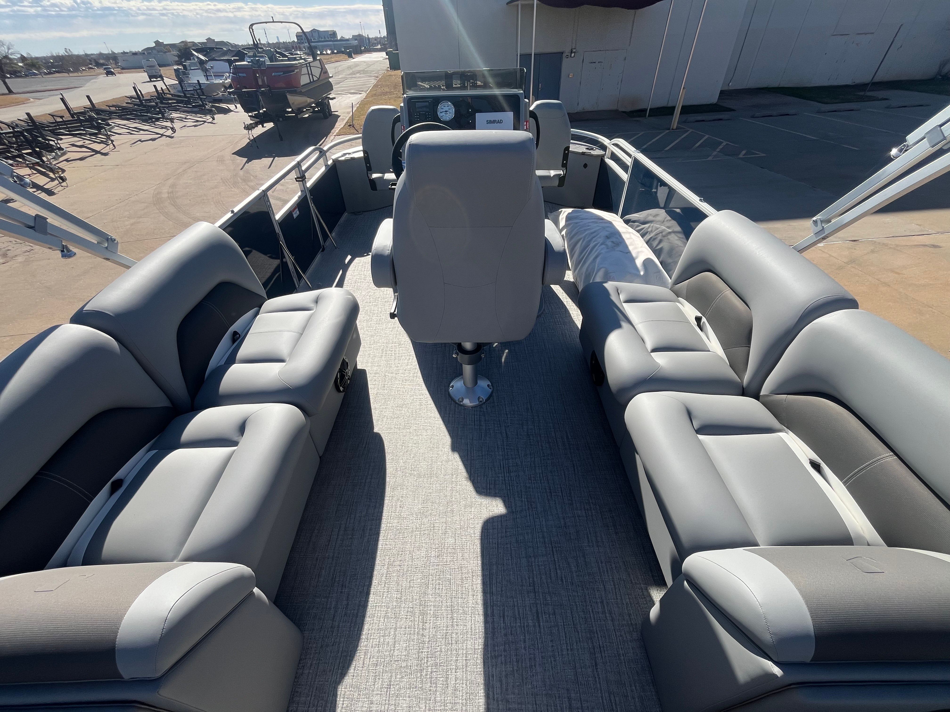 Interior of 2026 Landau Alure 21CC Fish with gray seating.