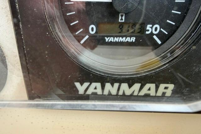 Close-up of a Yanmar gauge on a 2007 Jeanneau Sun Odyssey 39 DS sailboat.