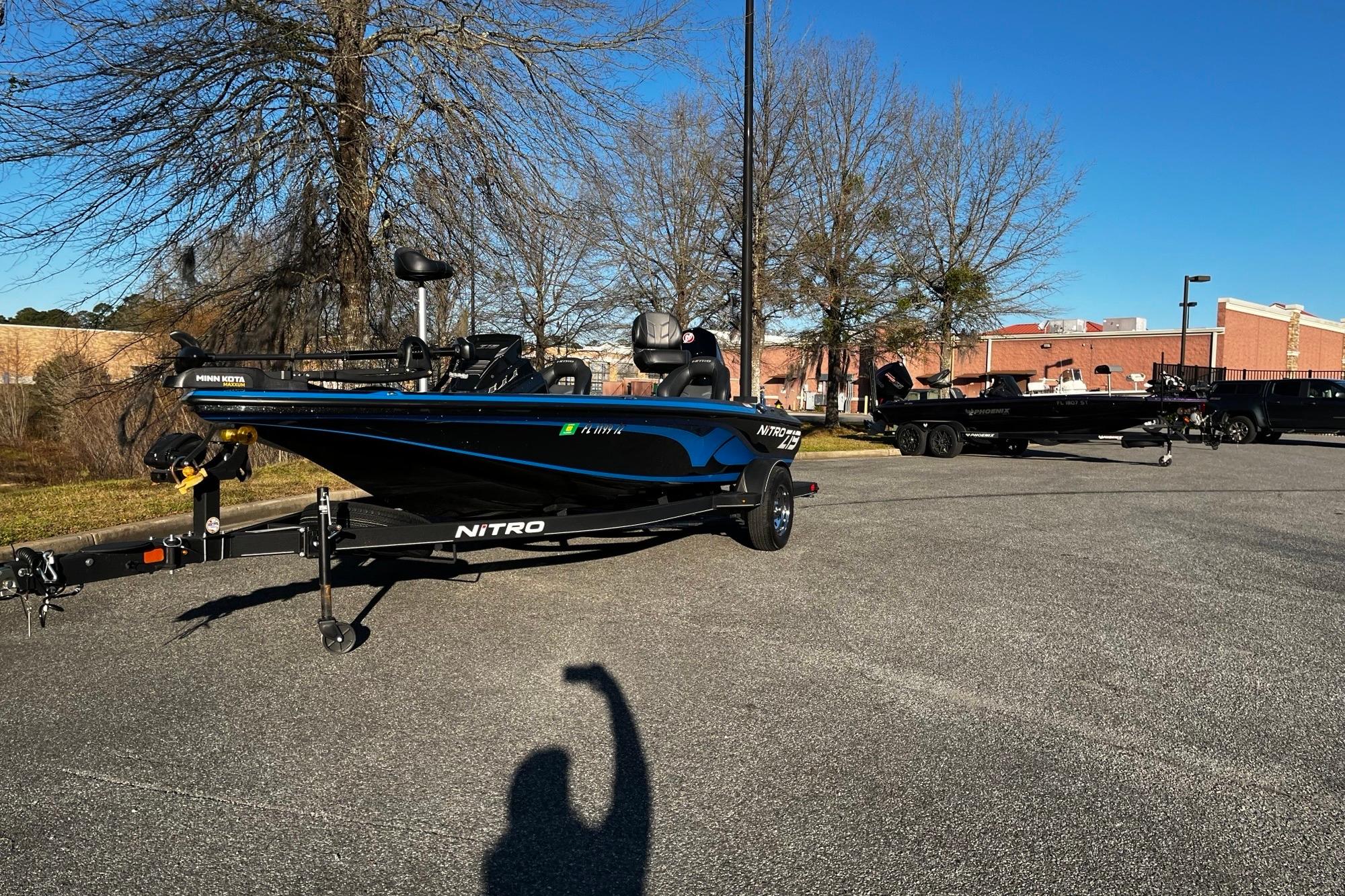 2024 Nitro Z19 boat parked outdoors on a sunny day.