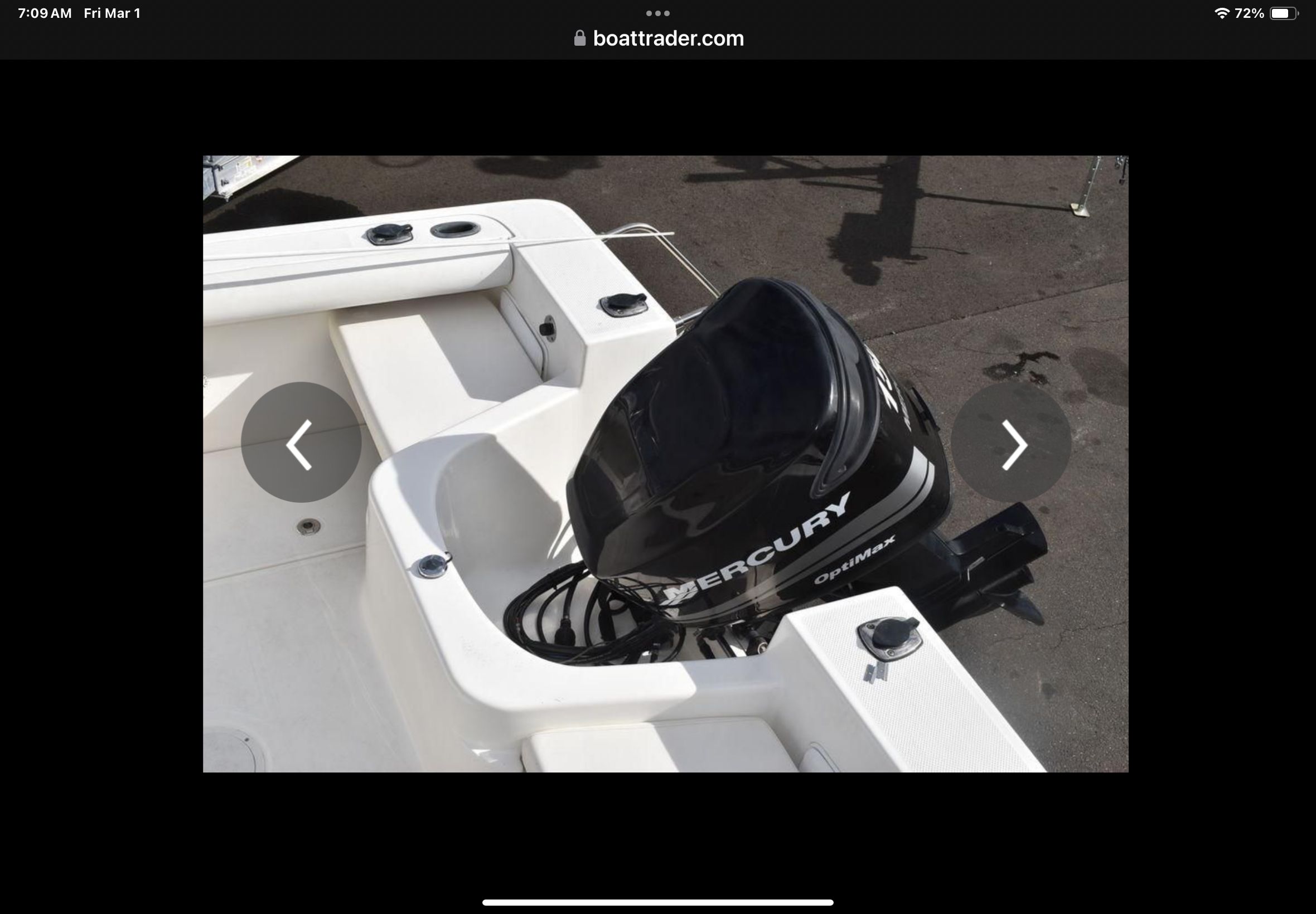 2008 Trophy 22 WA boat with Mercury OptiMax outboard motor.