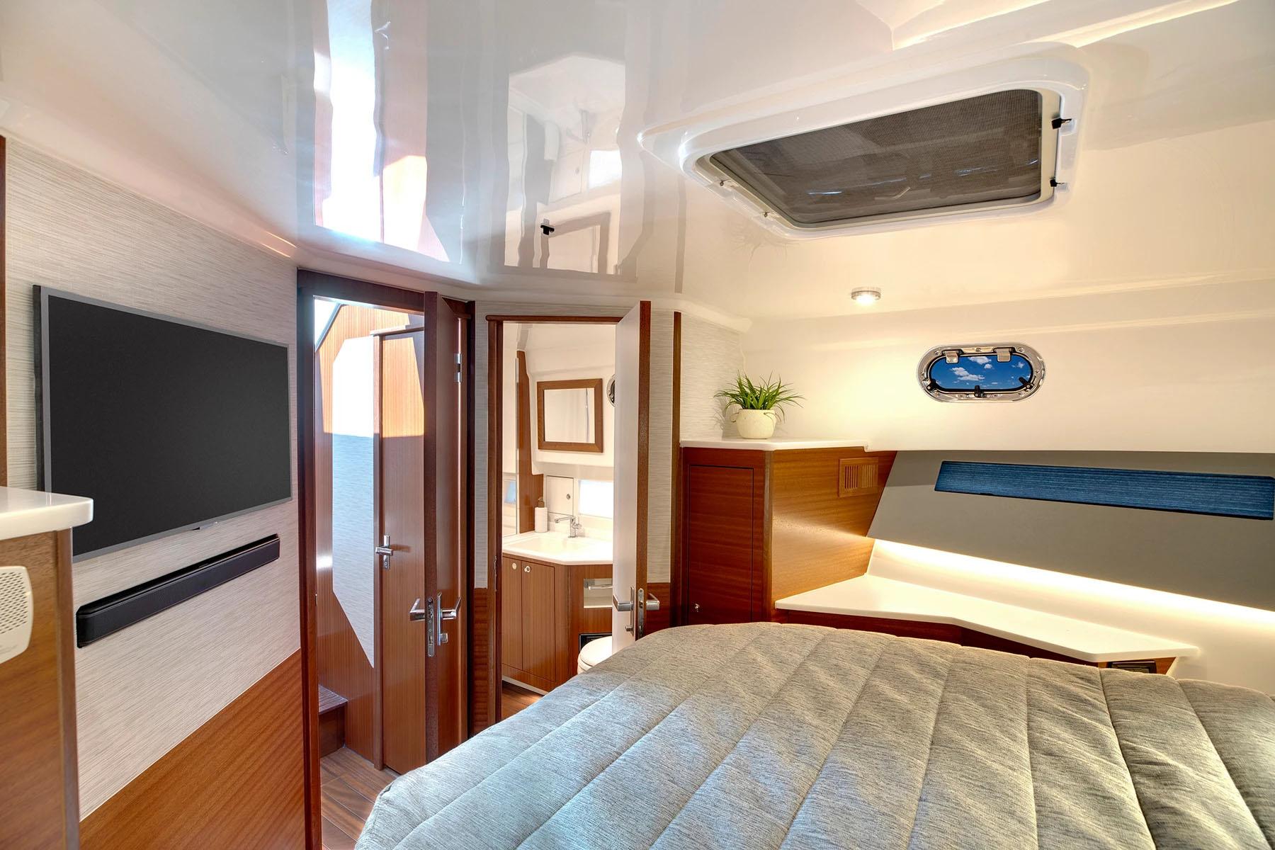 Manufacturer Provided Image: Luxurious interior of 2025 Pursuit OS 445 Offshore yacht with modern amenities.