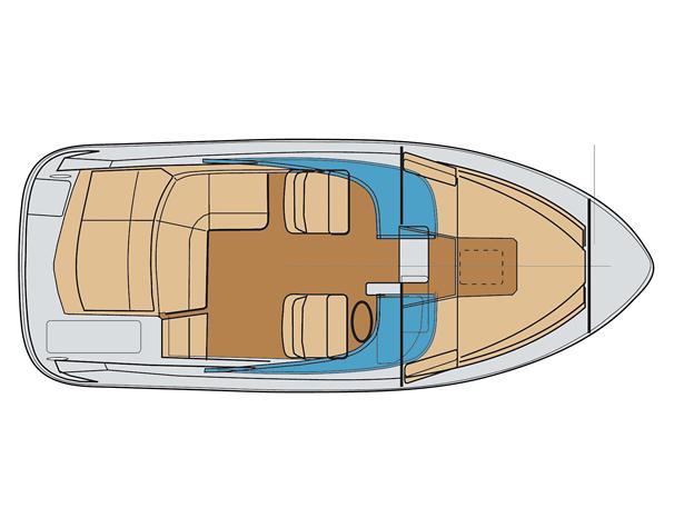 Top view of 2008 Regal 2250 Cuddy boat layout.