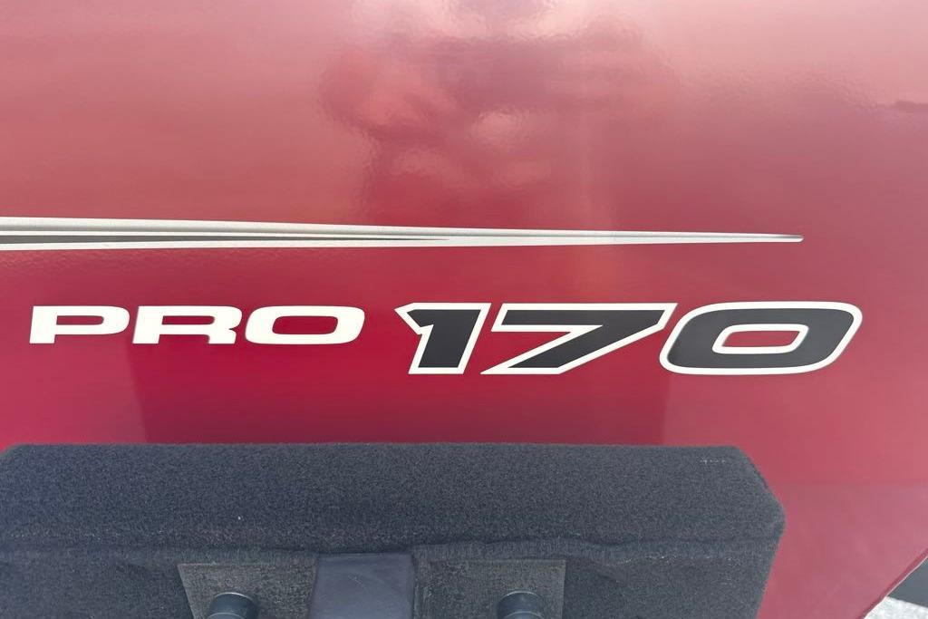 Red Tracker Pro 170 boat, model year 2026, with bold lettering.