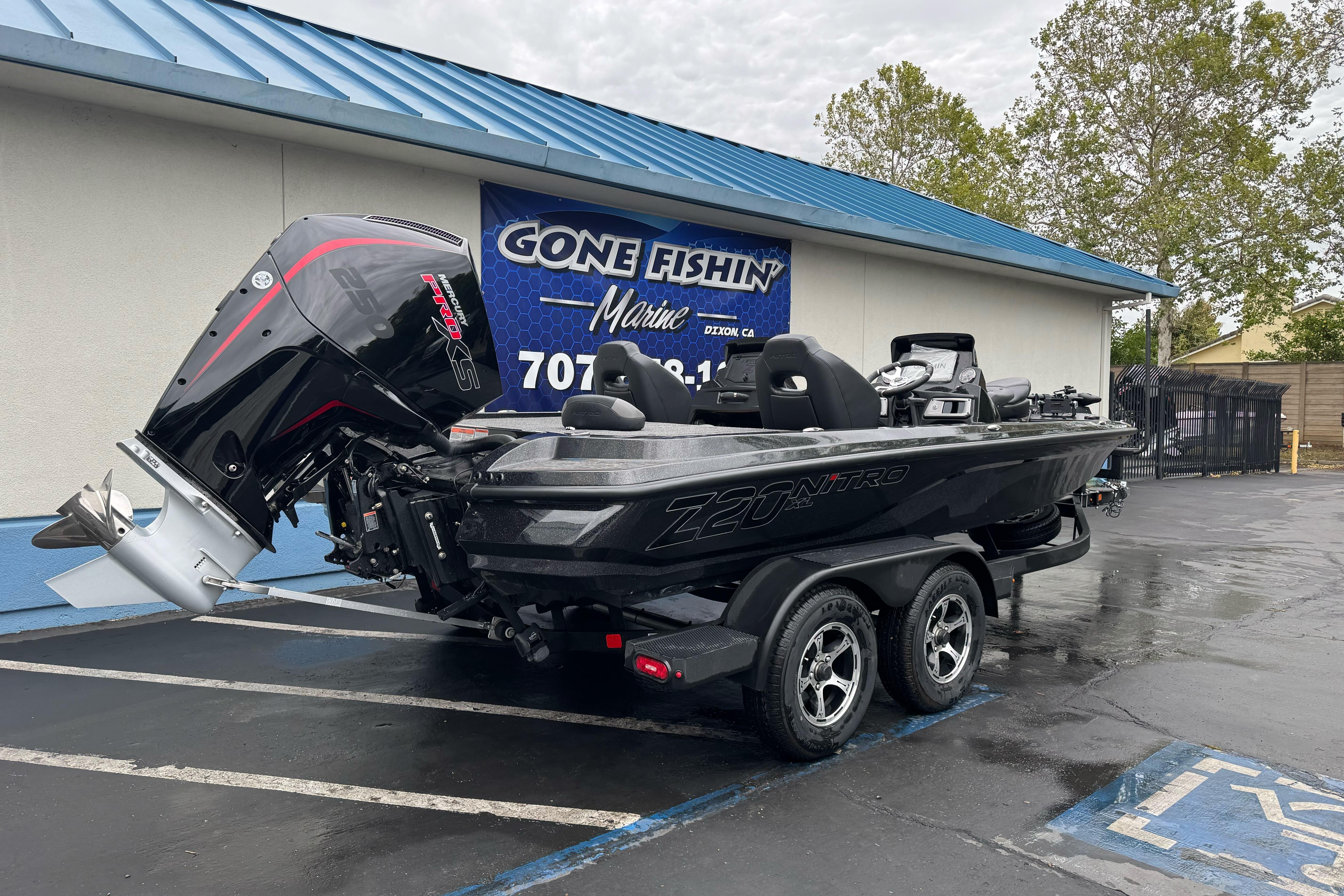 2026 Nitro Z20 XL Pro boat parked outside Gone Fishin' Marine dealership.