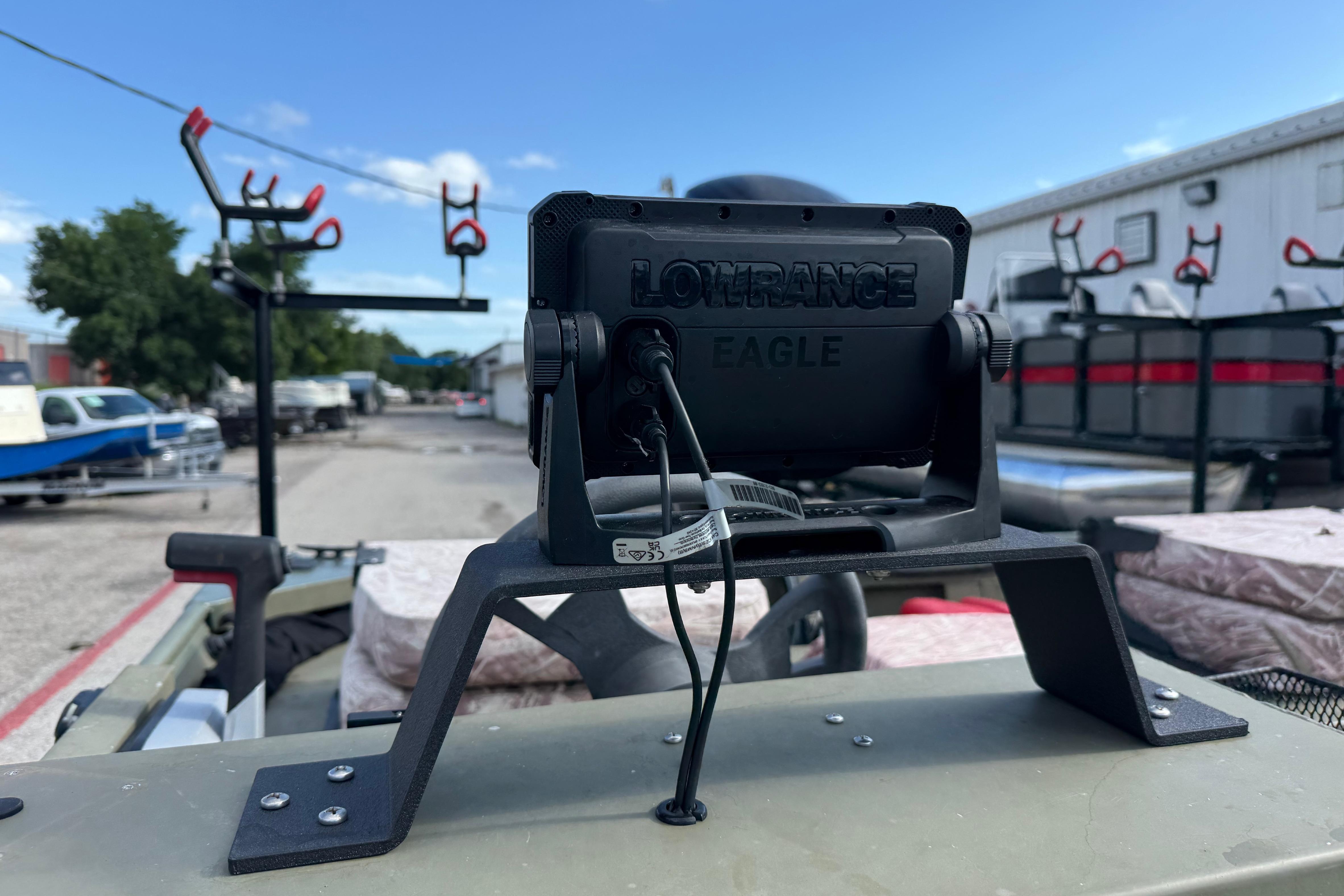 2020 Lowe Roughneck 2070 Big River boat with Lowrance Eagle fish finder.