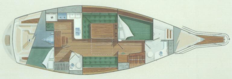 Floor plan of the 2009 Caliber 40LRC SE yacht.