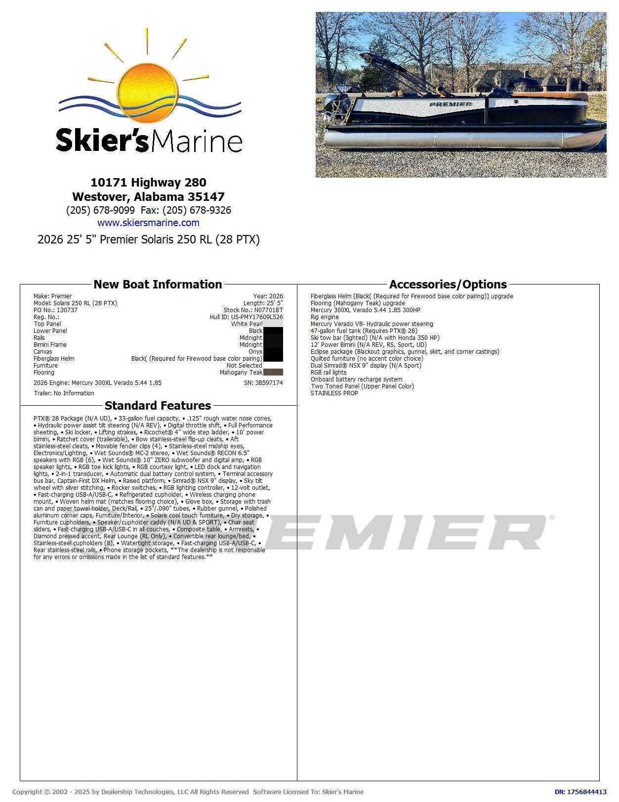 2026 Premier Solaris 250 RL (28 PTX) - 2