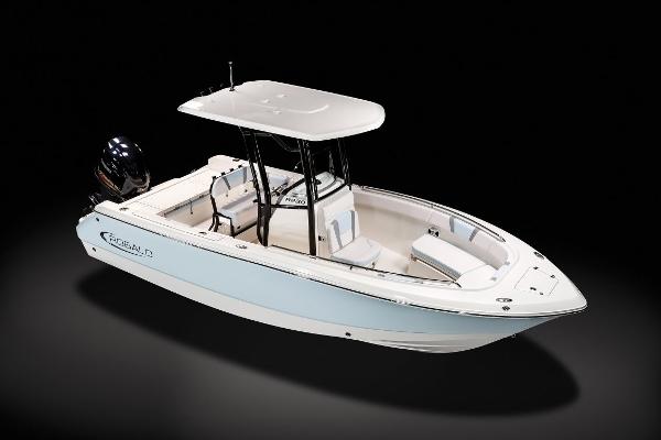 Manufacturer Provided Image: 2020 Robalo R230 Center Console boat with white and light blue exterior.