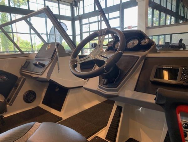 2024 Ranger 1850MS boat interior with steering wheel and dashboard.