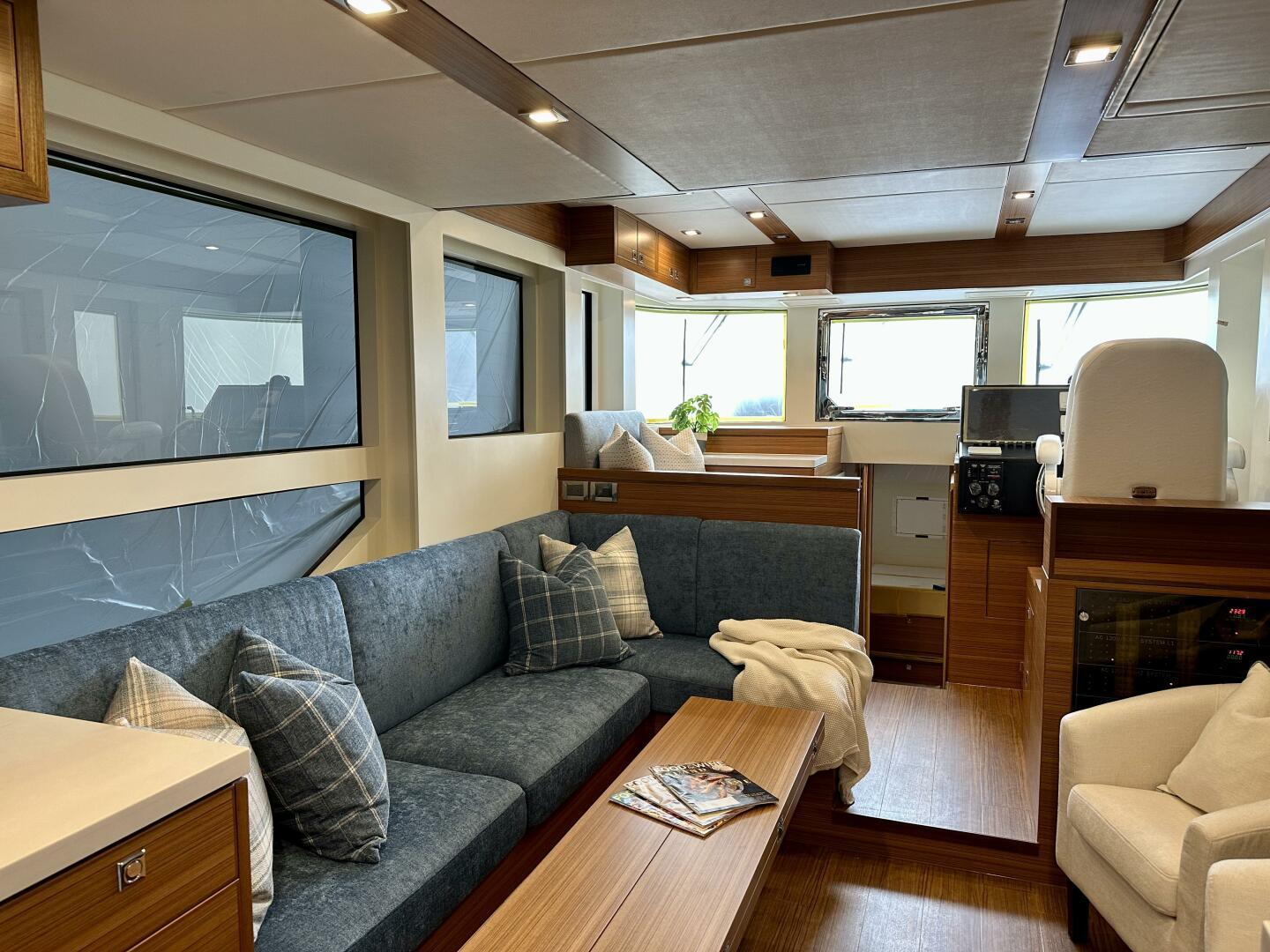 Luxurious interior of 2026 Outback Yachts Outback 50 with modern furnishings and ample natural light.