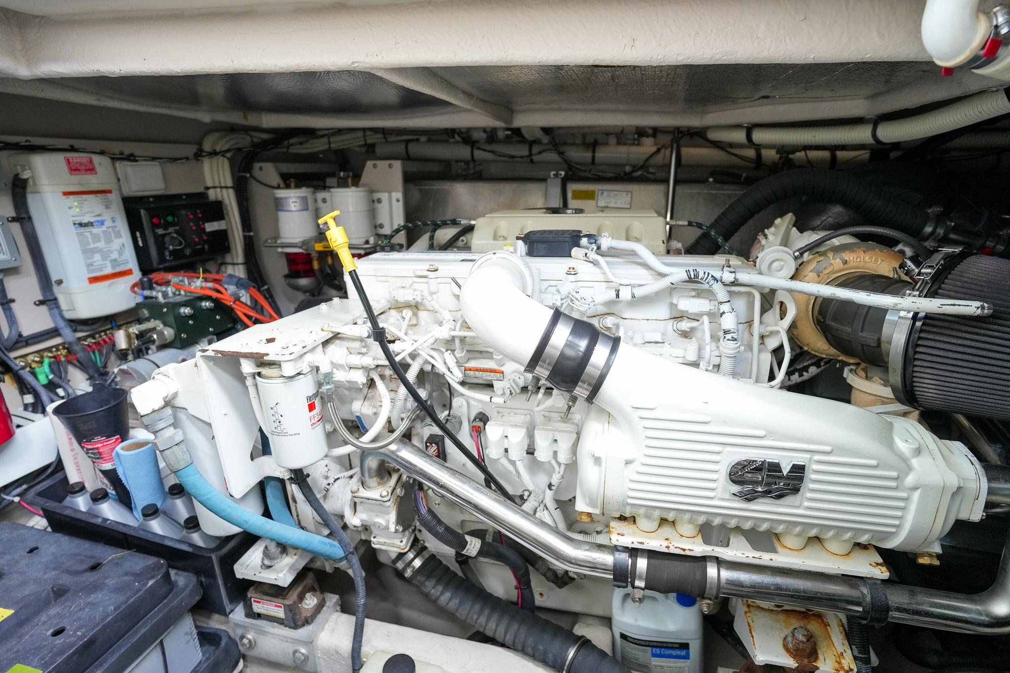 Engine room of a 2010 Sea Ray 500 Sundancer yacht.