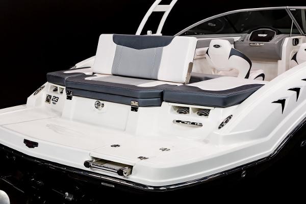 Manufacturer Provided Image: 2022 Chaparral 23 SSi boat, rear seating and swim platform view.