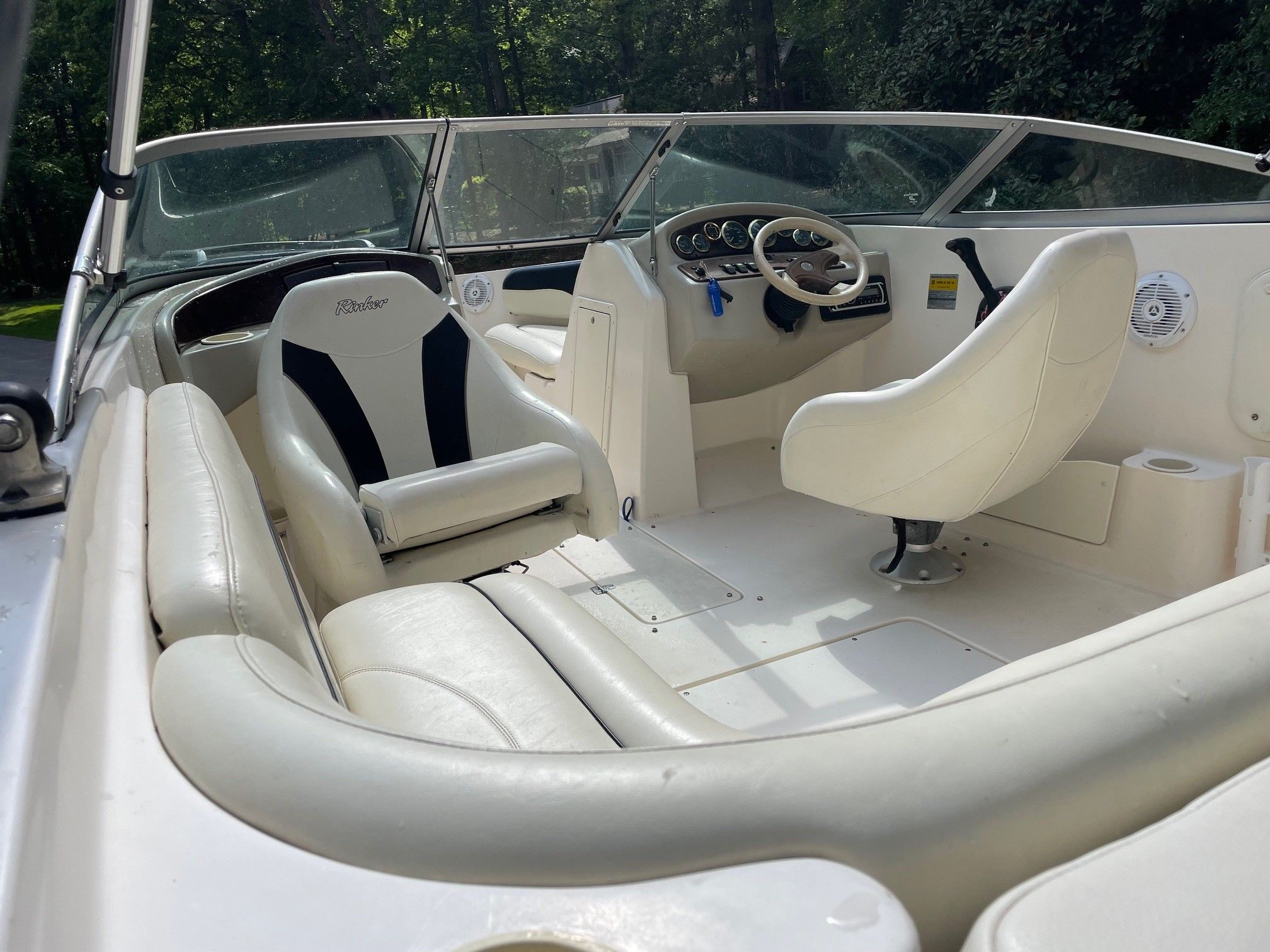 Interior of a 2002 Rinker 212 Captiva Bowrider boat.